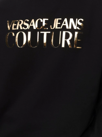 Shop Versace Jeans Couture Logo-print Metallic Sweatshirt In Schwarz