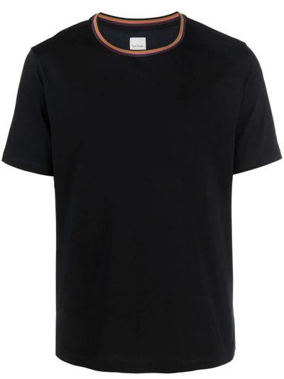 Shop Paul Smith Stripe-trim Organic Cotton T-shirt In Schwarz