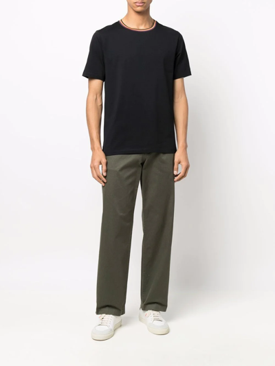 Shop Paul Smith Stripe-trim Organic Cotton T-shirt In Schwarz