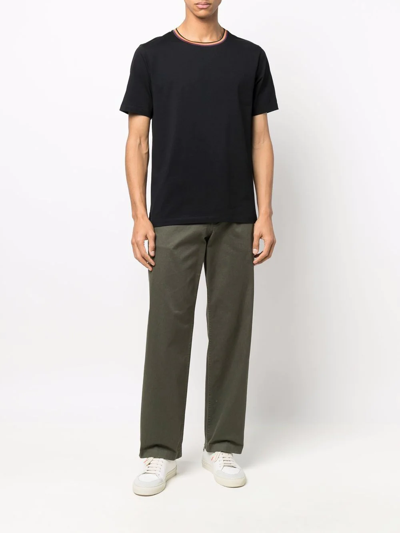 Paul Smith Stripes Logo Collar T-shirt In Schwarz