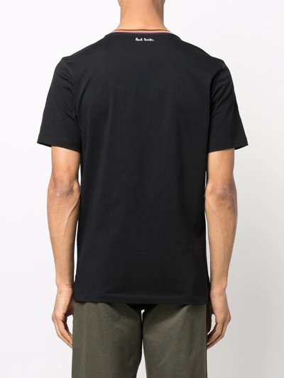 Shop Paul Smith Stripe-trim Organic Cotton T-shirt In Schwarz