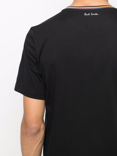Paul Smith Stripes Logo Collar T-shirt In Schwarz