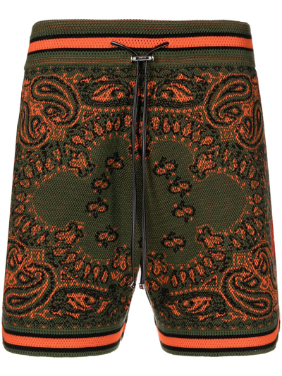 Shop Amiri Bandana-print Drawstring Shorts In Green