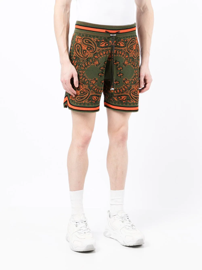 Shop Amiri Bandana-print Drawstring Shorts In Green