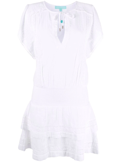 Shop Melissa Odabash Georgie Embroidered Mini Dress In Weiss