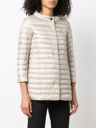Herno Nylon Midi Down Jacket In Nude