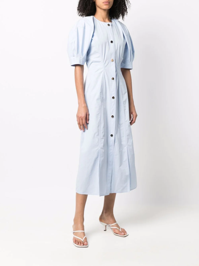 Shop Colville Short Puff-sleeve Midi Dress In Blau
