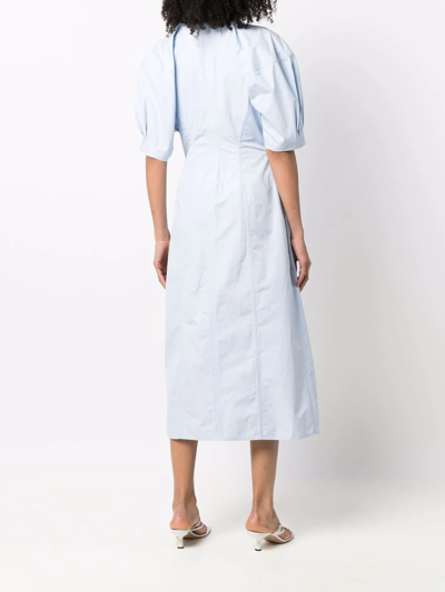 Shop Colville Short Puff-sleeve Midi Dress In Blau