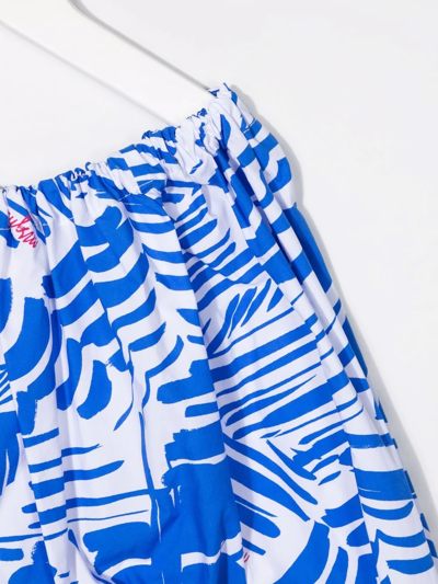 Msgm Graphic-print Long-sleeve Top In Blue