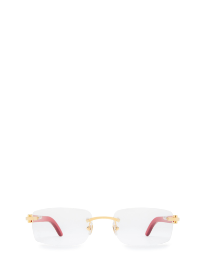 Cartier Ct0052o Gold & Red Glasses In Gold &amp; Red