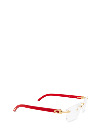 Cartier Ct0052o Gold & Red Glasses In Gold &amp; Red