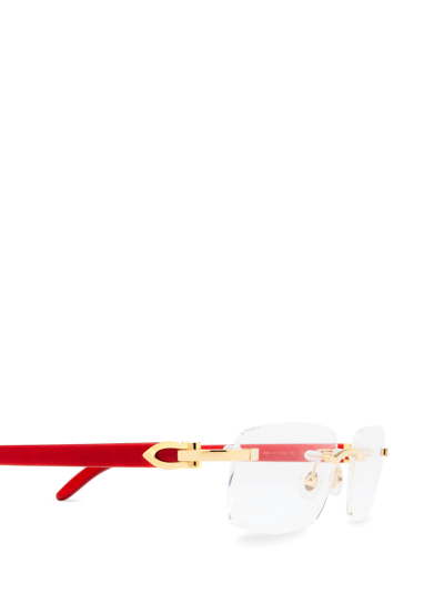 Cartier Ct0052o Gold & Red Glasses In Gold &amp; Red
