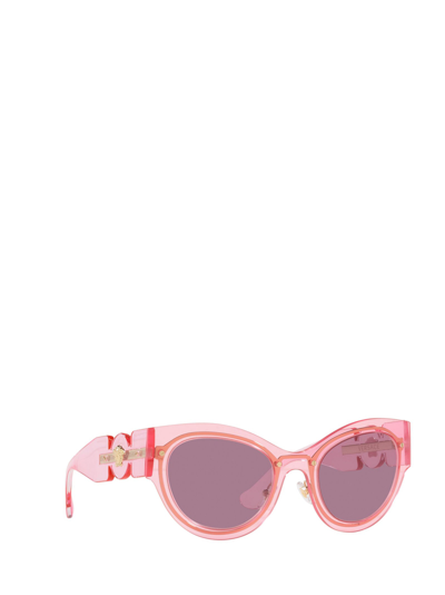 Shop Versace Eyewear Sunglasses In Transparent Pink