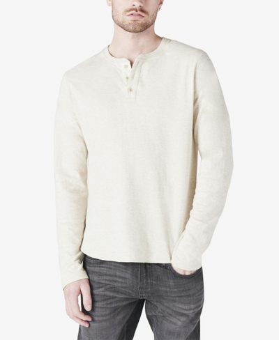 Shop Lucky Brand Men's Duo-fold Henley Long Sleeve Sweater In Oatmeal