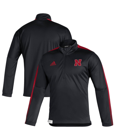 Shop Adidas Originals Men's Adidas Black Nebraska Huskers 2021 Sideline Quarter-zip Jacket