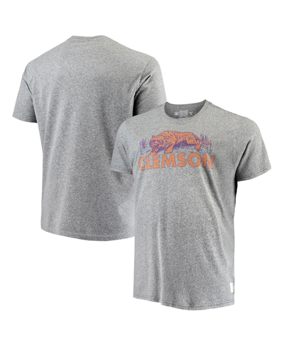 Shop Retro Brand Men's Original  Gray Clemson Tigers Big And Tall Tri-blend T-shirt