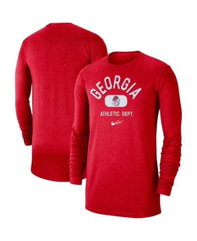 Shop Nike Men's  Red Georgia Bulldogs Textured Long Sleeve T-shirt