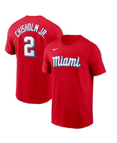 Shop Nike Men's  Jazz Chisholm Red Miami Marlins City Connect Name And Number T-shirt