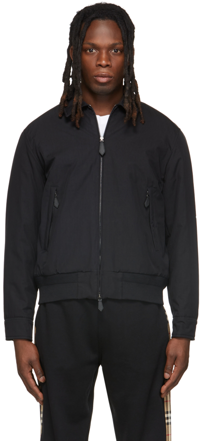 Shop Burberry Black Bomber Jacket