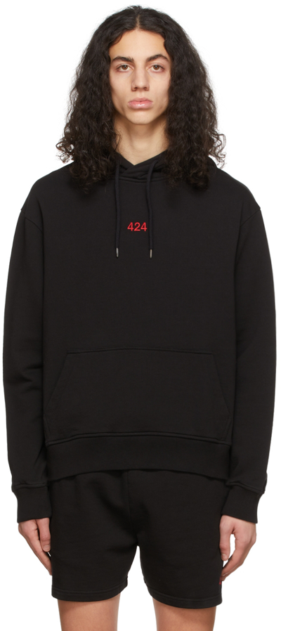 Shop 424 Black Logo Hoodie In 99.0 Black