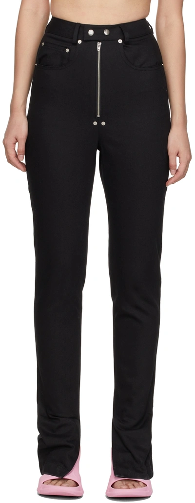 Bonbom Black Slit Bottom Jeans In Black