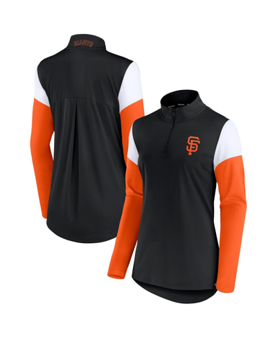 Shop Fanatics Women's  Black And Orange San Francisco Giants Authentic Fleece Quarter-zip Jacket In Black/orange