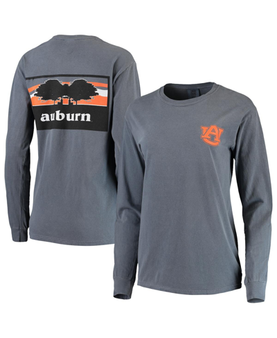 Shop Summit Sportswear Women's Navy Auburn Tigers Comfort Colors Campus Skyline Long Sleeve Oversized T-shirt