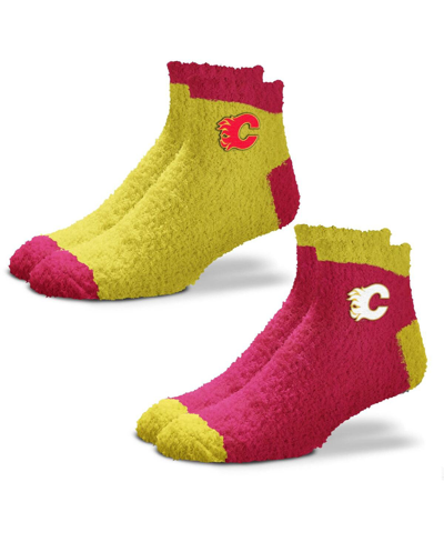 Shop For Bare Feet Women's  Calgary Flames 2-pack Team Sleep Soft Socks In Red