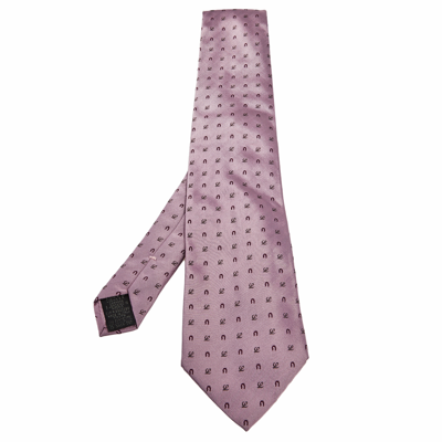 Pre-owned Loewe Pink Logo Silk Jacquard Tie