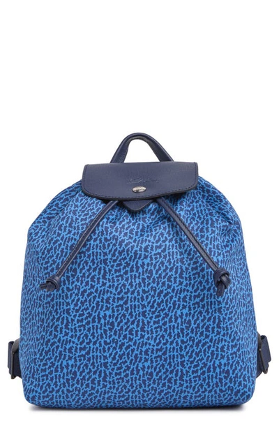 Shop Longchamp Le Pliage Panther Print Backpack In Blue