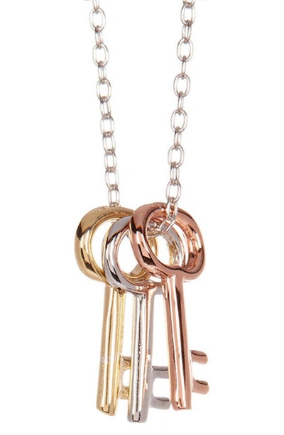 Shop Adornia Tri-tone Triple Key Charm Pendant Necklace In Yellow
