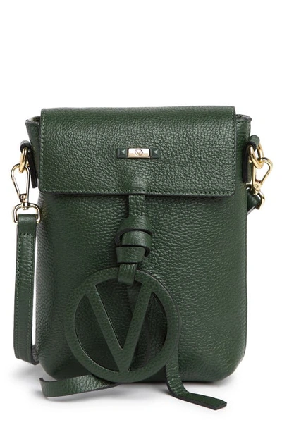 Shop Valentino By Mario Valentino Salma Leather Logo Medallion Crossbody Bag In Velvet Green