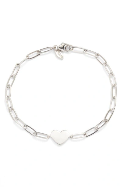 Shop Anzie Amour Engravable Heart Pendant Bracelet In White Silver