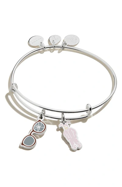 Shop Alex And Ani Color Infusion 'a Christmas Story' Adjustable Wire Bangle In Shiny Silver