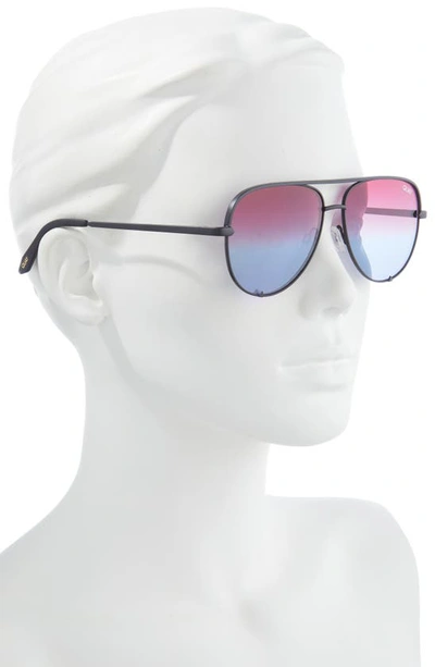 Shop Quay High Key Mini 51mm Aviator Sunglasses In Matte Black / Purple Blue