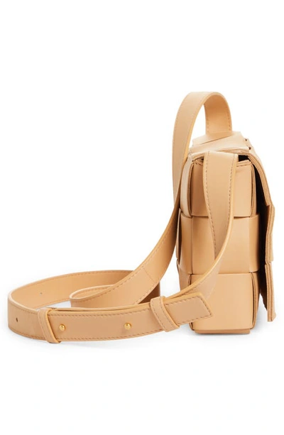 Shop Bottega Veneta Intrecciato Leather Crossbody Bag In Almond Gold