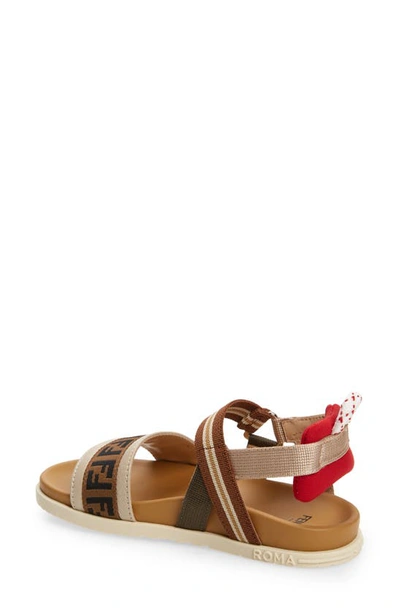 Shop Fendi Ff Logo Sandal In F19nf Red/ Brown