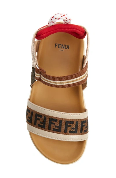 Shop Fendi Ff Logo Sandal In F19nf Red/ Brown