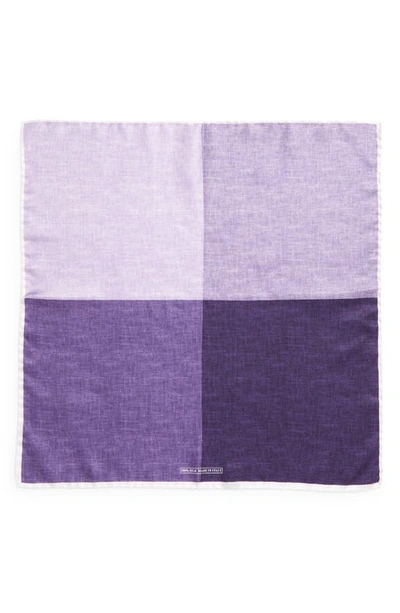 Nordstrom Colorblock Silk Pocket Square In Purple