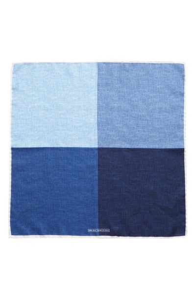 Nordstrom Colorblock Silk Pocket Square In Navy