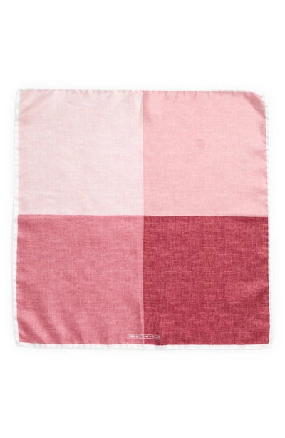Nordstrom Colorblock Silk Pocket Square In Pink