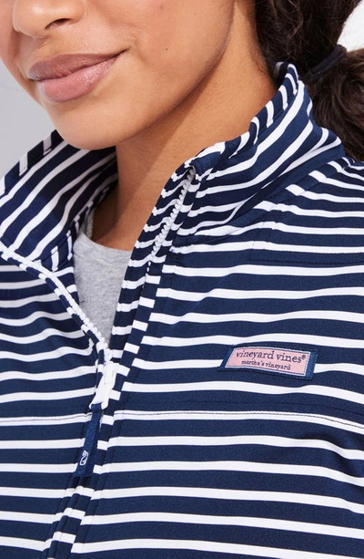 Shop Vineyard Vines Microstripe Sankaty Half Zip Shep Shirt In 7595 Navy