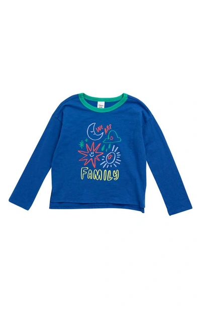 Shop Open Edit Kids' Long Sleeve Graphic Tee In Blue Olympus We Are Family