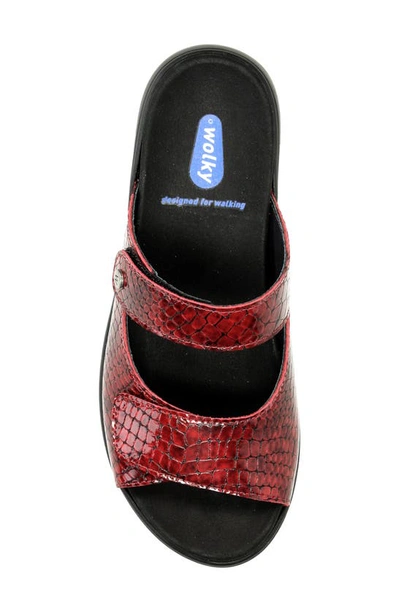 Shop Wolky Cyprus Sandal In Red Mini Croco Leather