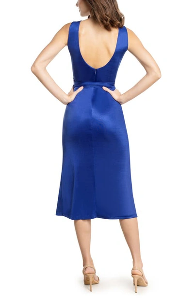 Shop Dress The Population Karlie Sleeveless Body-con Midi Cocktail Dress In Electric Blue