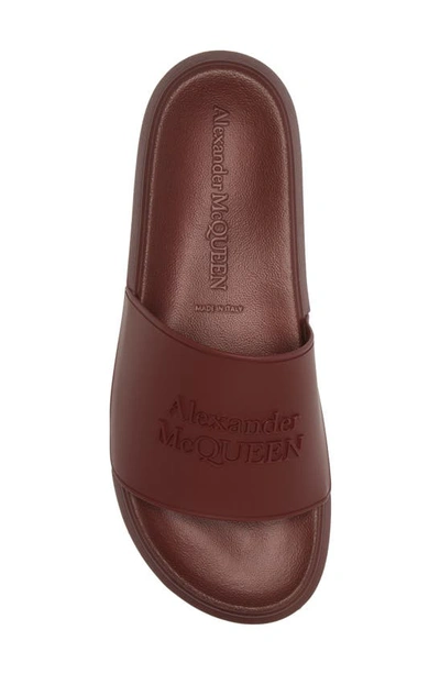 Shop Alexander Mcqueen Hybrid Logo Slide Sandal In Burgundy