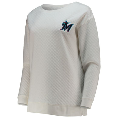 Shop Concepts Sport White/cream Miami Marlins Quilted Pullover Sweatshirt