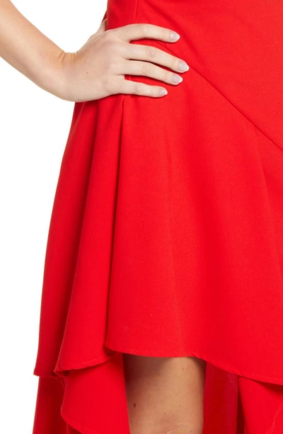 Shop Elliatt Pallas Cascade Ruffle One-shoulder Cocktail Dress In Red