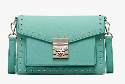 Mcm Ladies Patricia Mint Crossbody In Studded Park Avenue Leather In N,a |  ModeSens