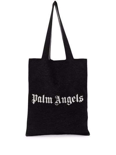 Shop Palm Angels 'tote' Bag With A Print In Nero